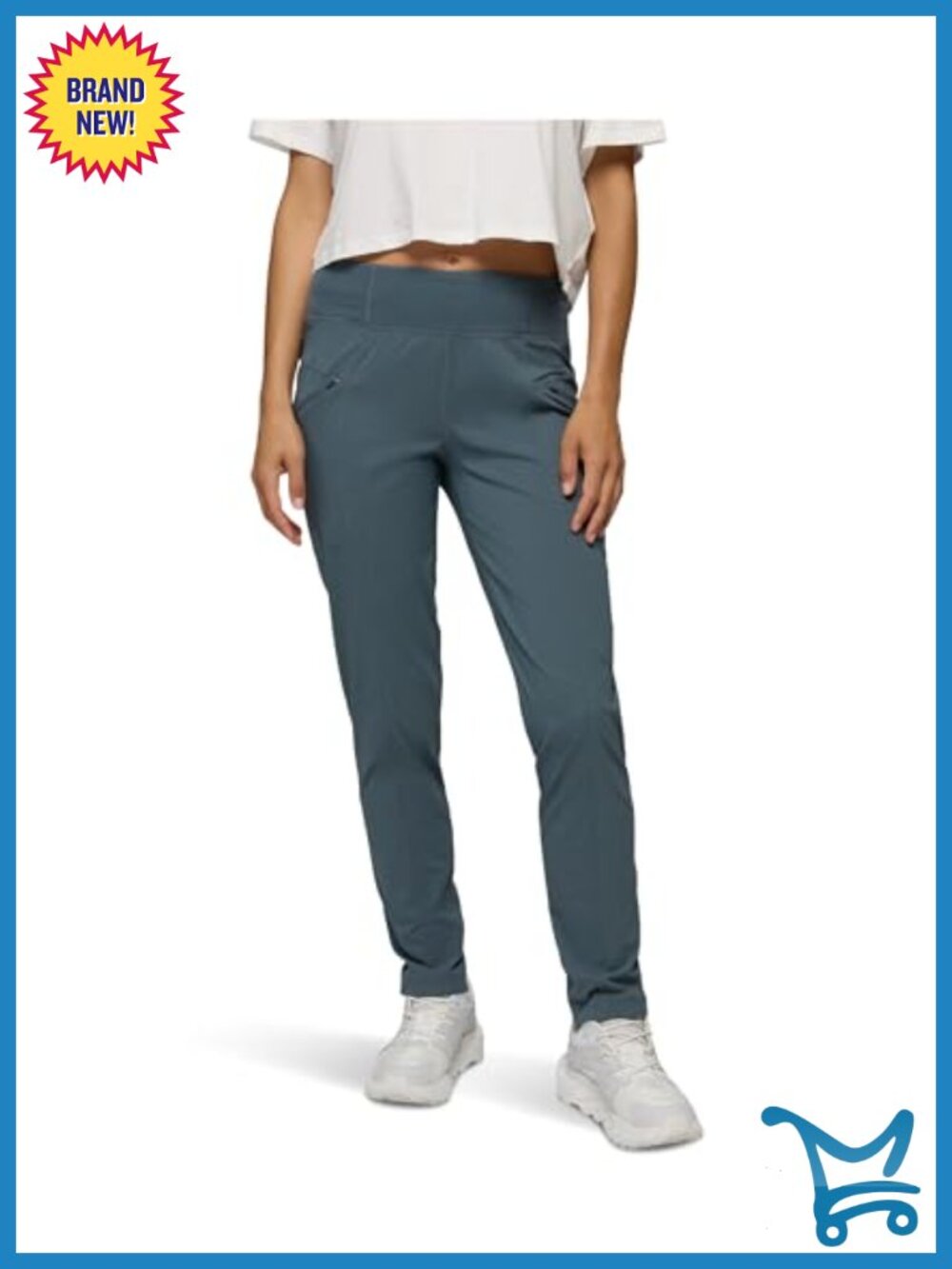 prAna Koen Daily Pants Nylon Blend Pull On Mid Rise Straight Hiking Travel